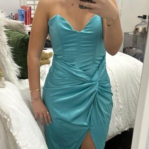 Maxi blue corset maxi dress